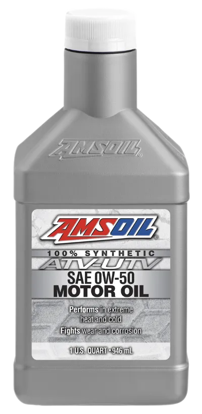 AMSOIL 0W-50 Synthetic ATV/UTV Motor Oil quart bottle