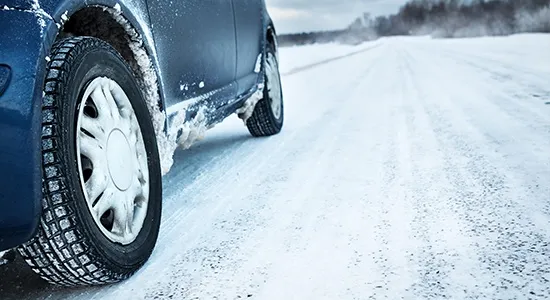 car stranded on winter road