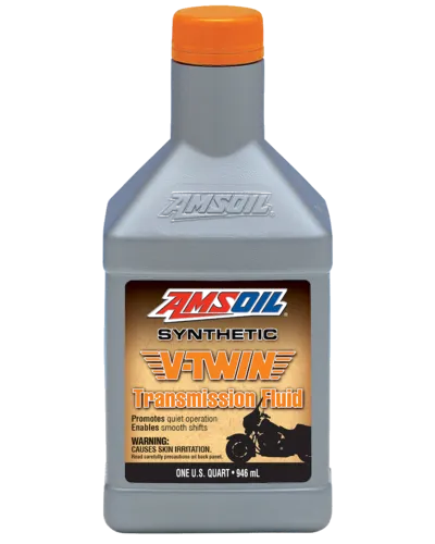 AMSOIL Synthetic V-Twin Transmission Fluid quart bottle