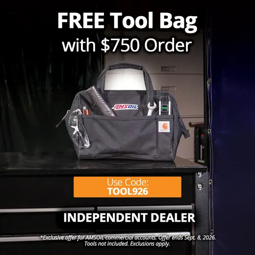 AMSOIL commercial account promotion — free Carhartt tool bag, code TOOL926