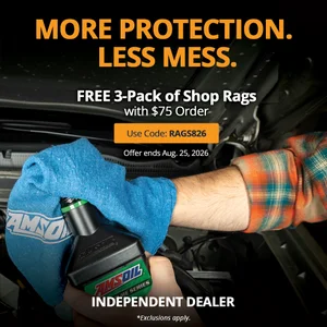 AMSOIL free three-pack of shop rags promotion — code RAGS826