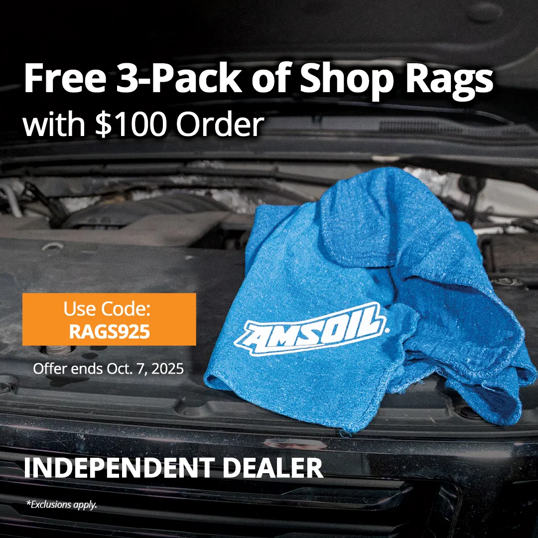 AMSOIL Promotion – FREE THREE-PACK OF SHOPS RAGS