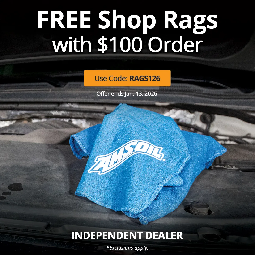 AMSOIL Promotion – FREE THREE-PACK OF SHOPS RAGS