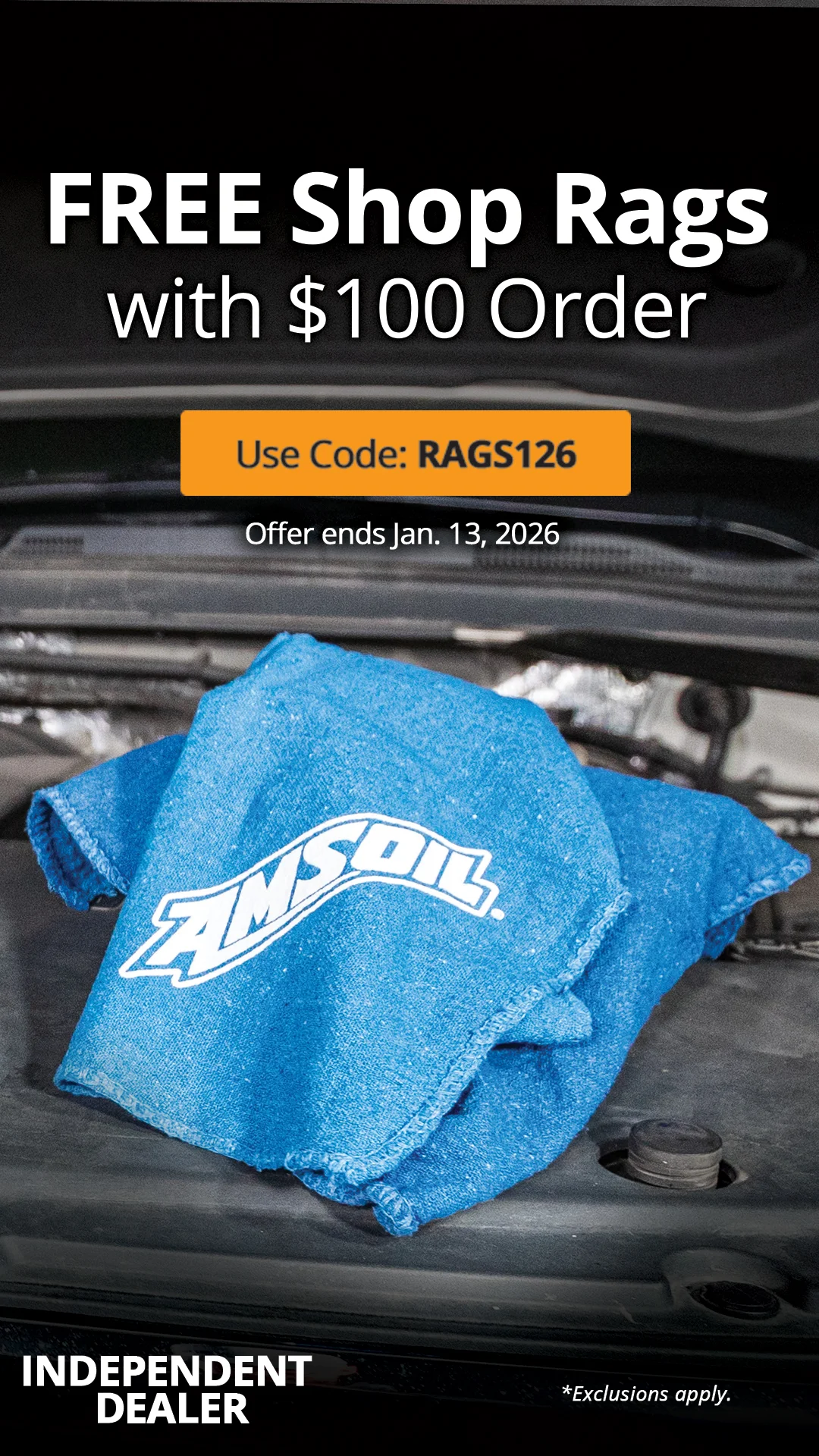 FREE THREE-PACK OF SHOPS RAGS - AMSOIL Promotion